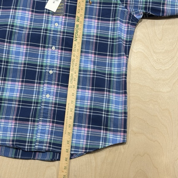 Ralph Lauren Mens Medium Plaid Button Down Shirt Blue Green White Flesh Pony NWT - Picture 7 of 8
